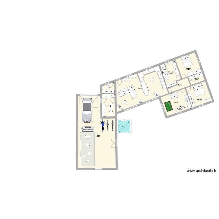 plan n°3 suivant limite de terrain 110 m2. Plan de 10 pièces et 176 m2