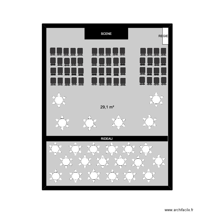 SALLE SOIR. Plan de 1 pièce et 29 m2