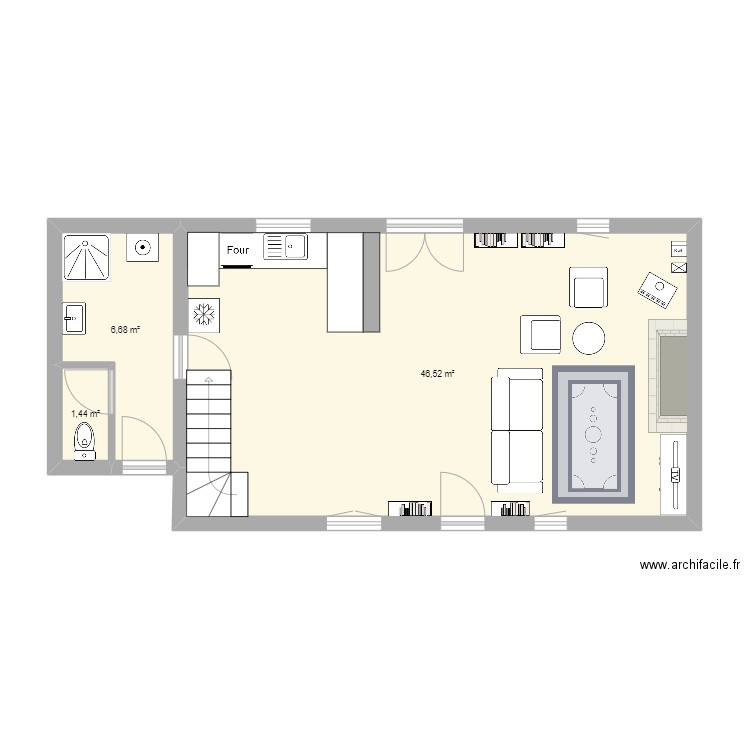 RDC MAISON STE FEREOLE. Plan de 3 pièces et 55 m2