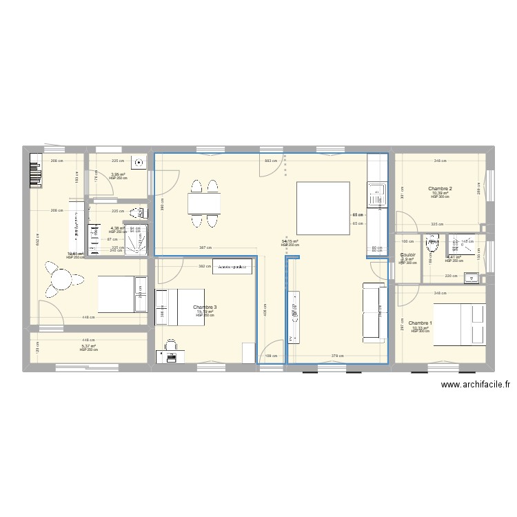 La caille 3 BIS. Plan de 12 pièces et 130 m2