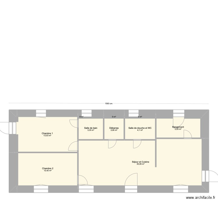 Extension - Plan masse. Plan de 10 pièces et 78 m2