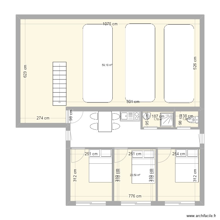 Maison St Jean. Plan de 4 pièces et 86 m2