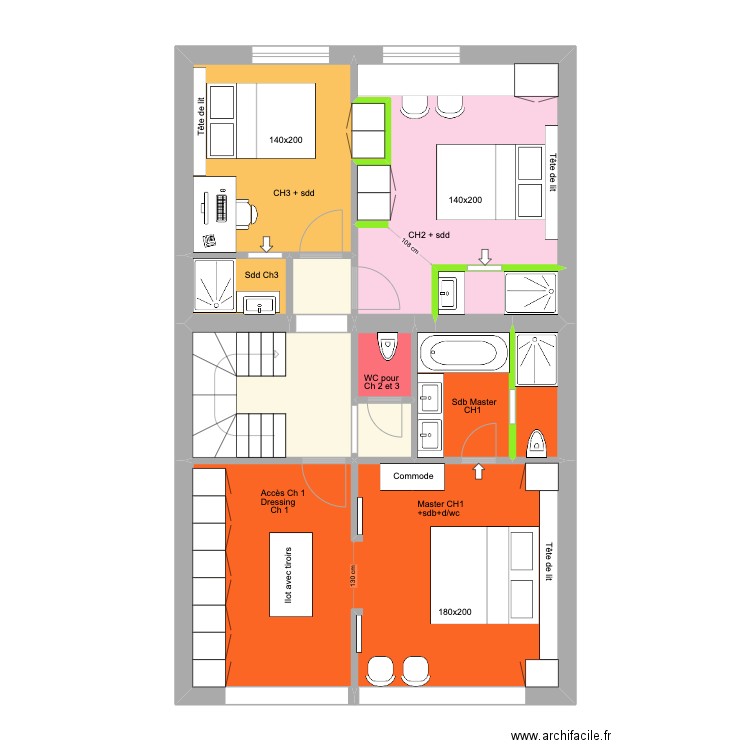 Victor Gilsoul Rez+1 Unif V1. Plan de 11 pièces et 71 m2