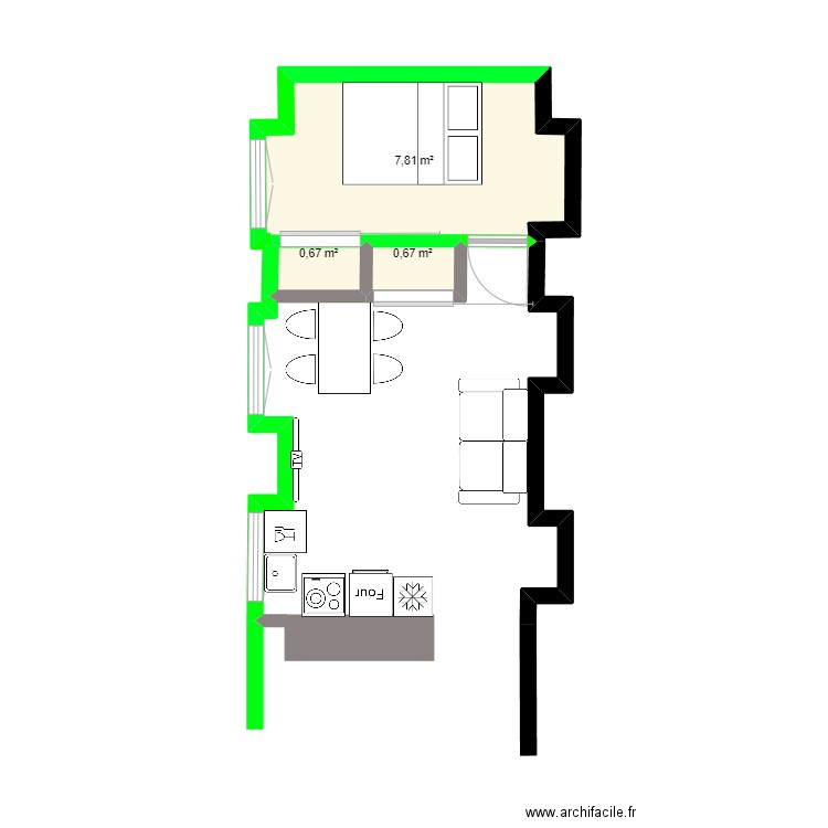 Appartement Saint-Claude. Plan de 3 pièces et 9 m2