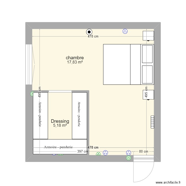 chambre 2. Plan de 2 pièces et 29 m2