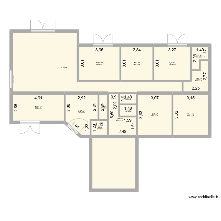 Papillon - TRAVAUX. Plan de 16 pièces et 147 m2