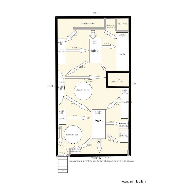 PROOT. Plan de 2 pièces et 64 m2