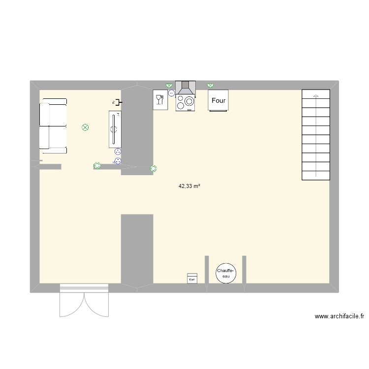 ELEC MAISONS. Plan de 1 pièce et 42 m2