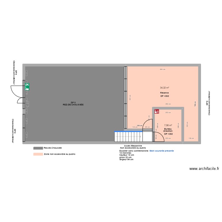 LE BEUZZ CAFÉ MEZZANINE AVANT TRAVAUX. Plan de 3 pièces et 109 m2