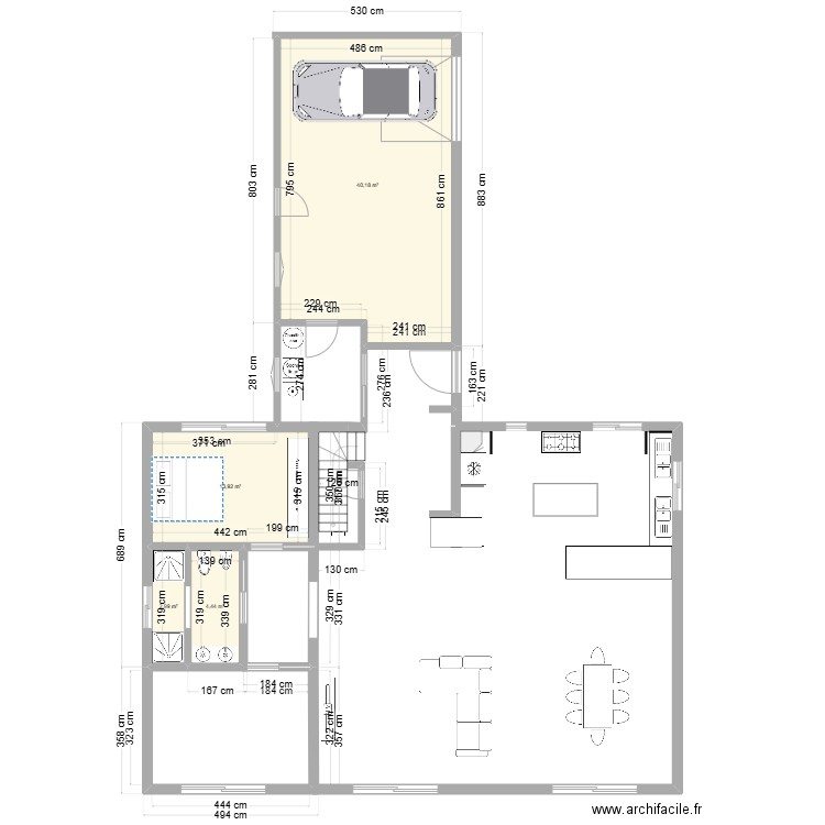 DreamHouse. Plan de 4 pièces et 62 m2