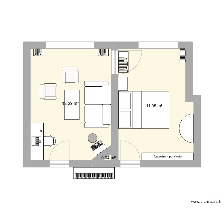 Paris 5e bonne dimension. Plan de 3 pièces et 23 m2