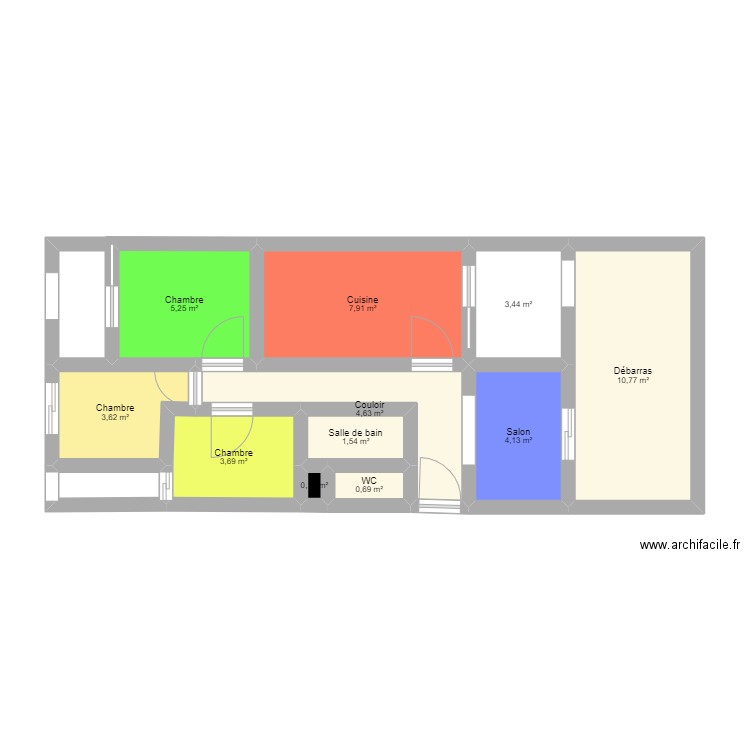 appart. Plan de 12 pièces et 47 m2