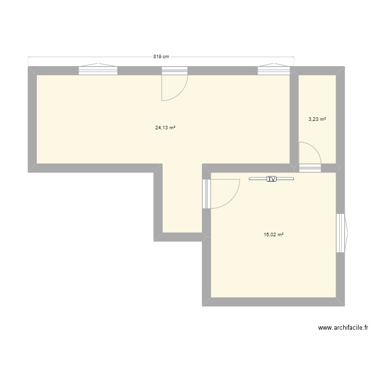 fbnr . Plan de 3 pièces et 42 m2