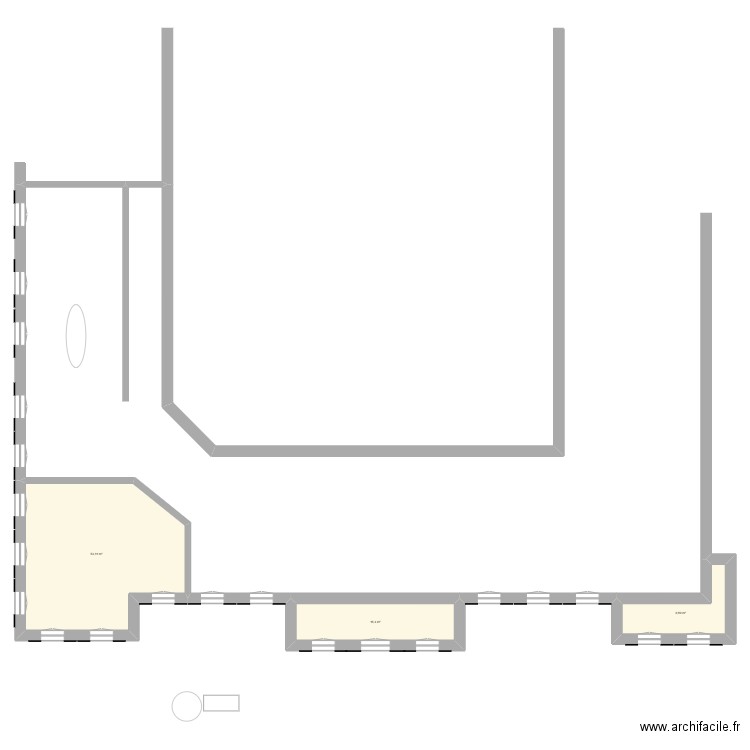 Chateau de Soupex. Plan de 3 pièces et 78 m2