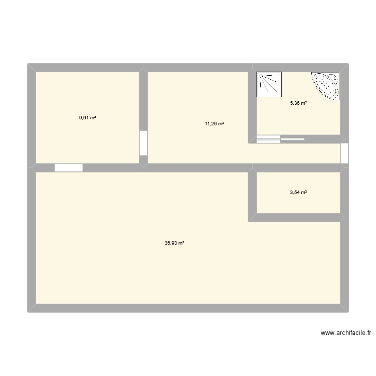 LYDIE . Plan de 5 pièces et 66 m2