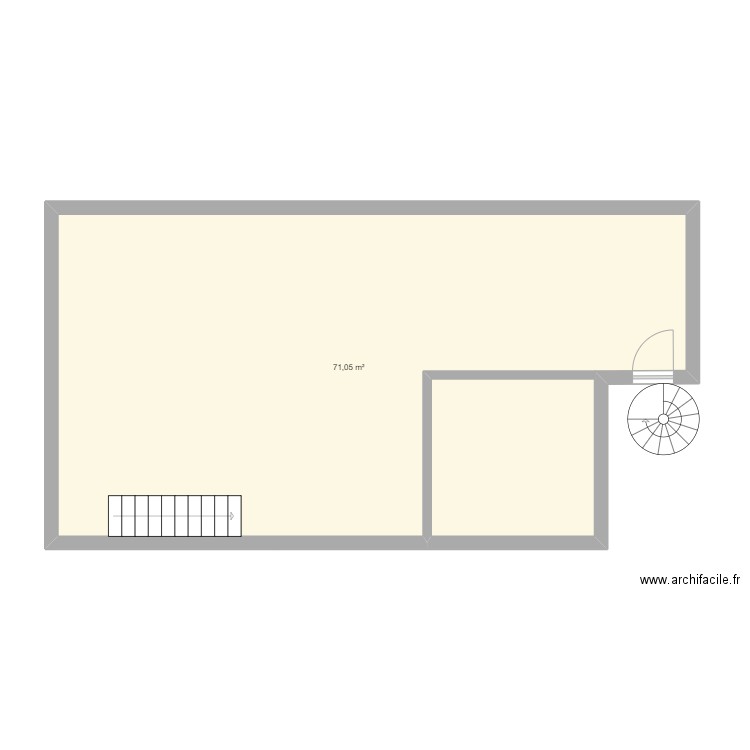 duplex. Plan de 1 pièce et 71 m2