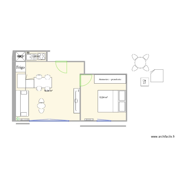 APPART DANIELLE. Plan de 4 pièces et 32 m2