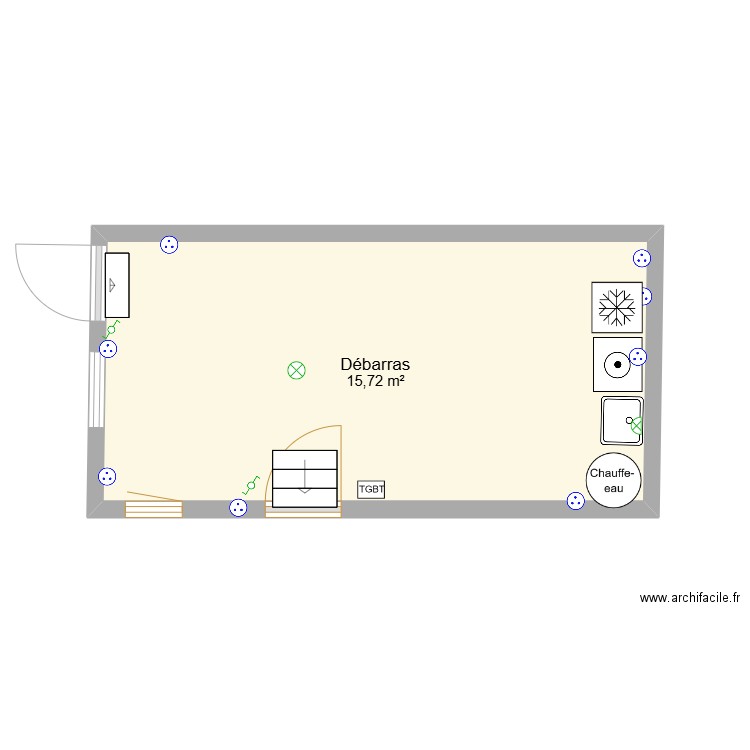 Cellier-electricite. Plan de 1 pièce et 16 m2