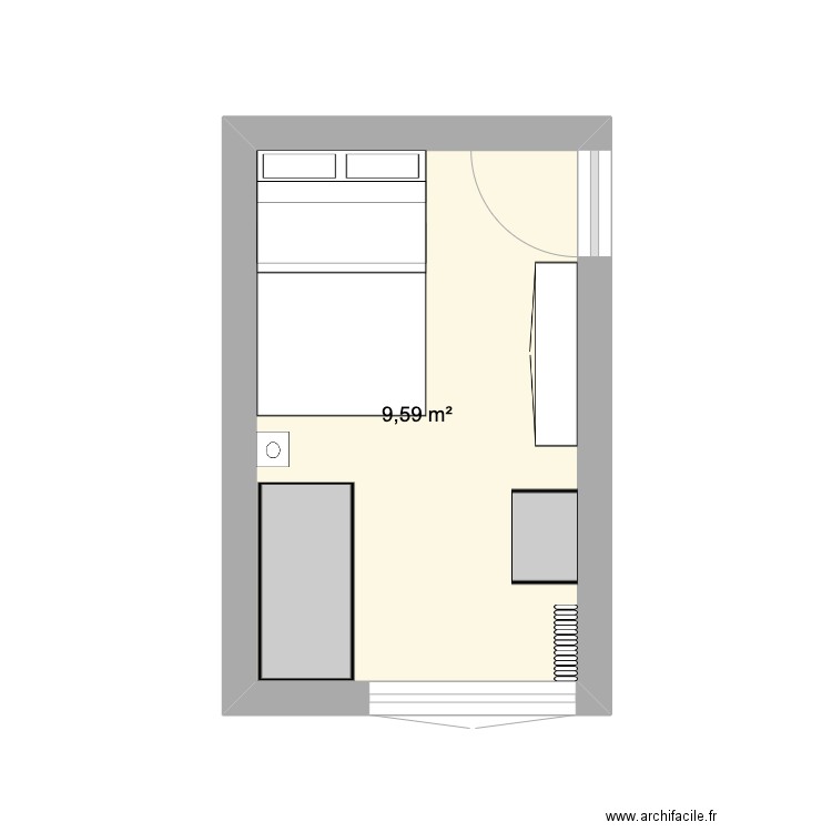 Bureau. Plan de 1 pièce et 10 m2