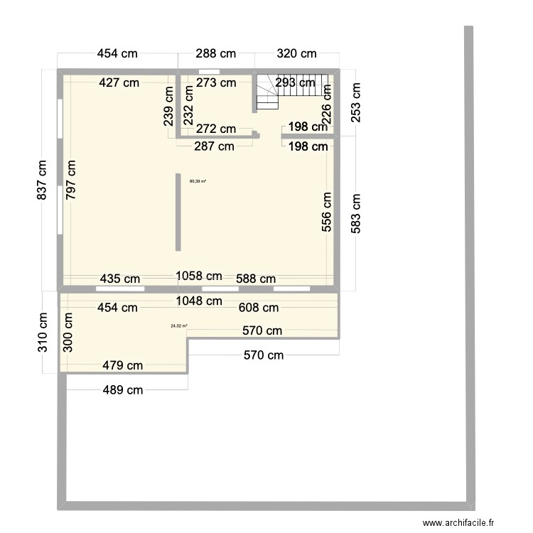 Meudon V1. Plan de 2 pièces et 104 m2