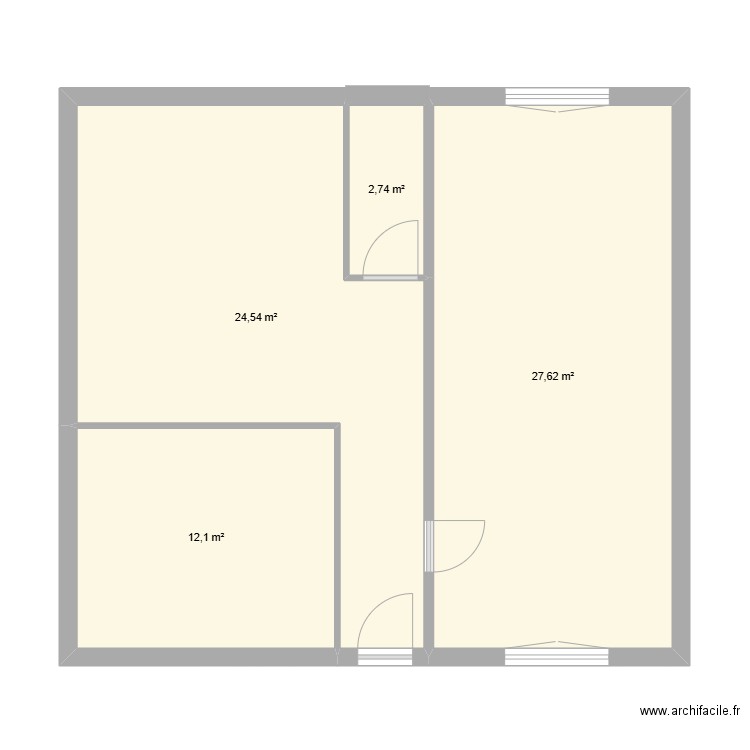 GRISY. Plan de 4 pièces et 67 m2