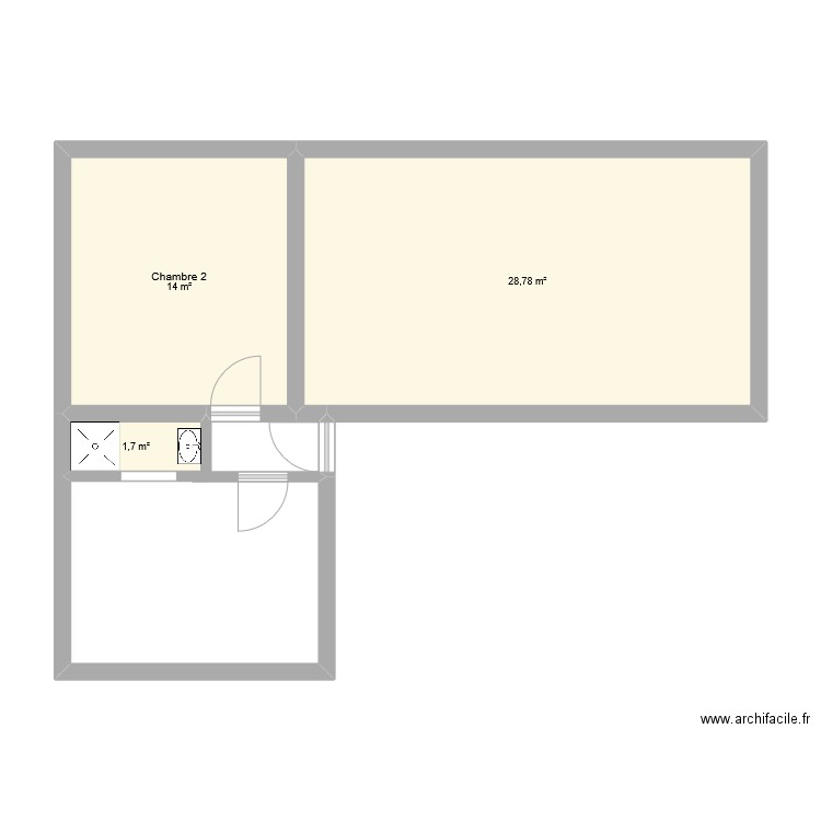 Plan Chateaubriant. Plan de 3 pièces et 44 m2