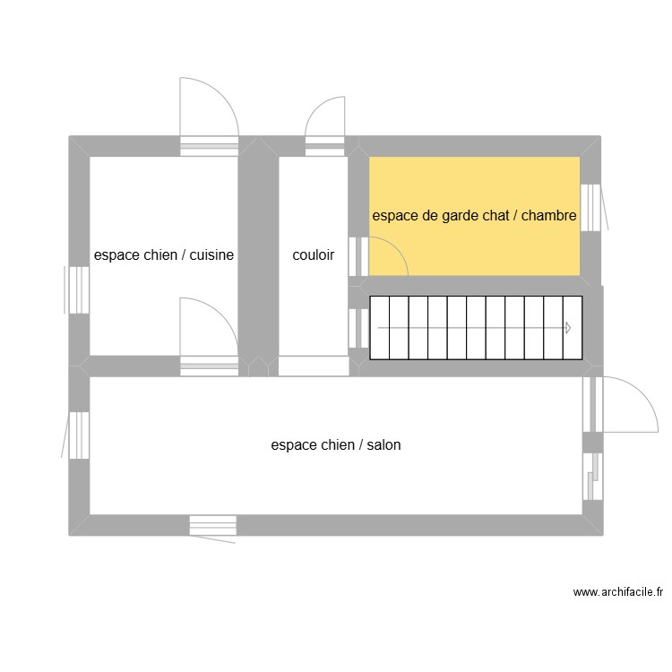 pension. Plan de 4 pièces et 22 m2