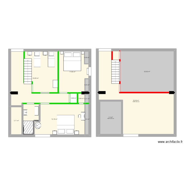 Croisic étage 2 vpaf. Plan de 13 pièces et 126 m2