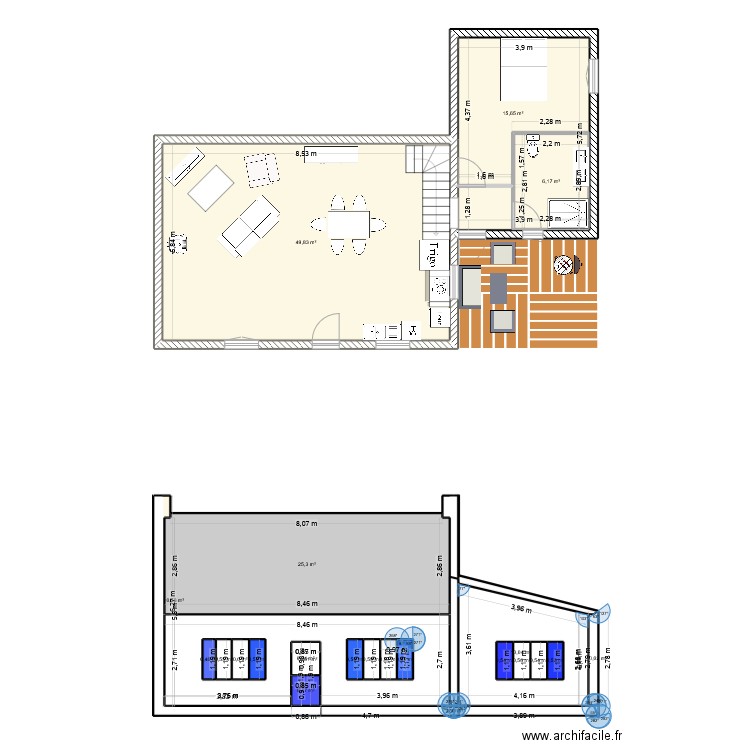 Bordehouat. Plan de 23 pièces et 142 m2