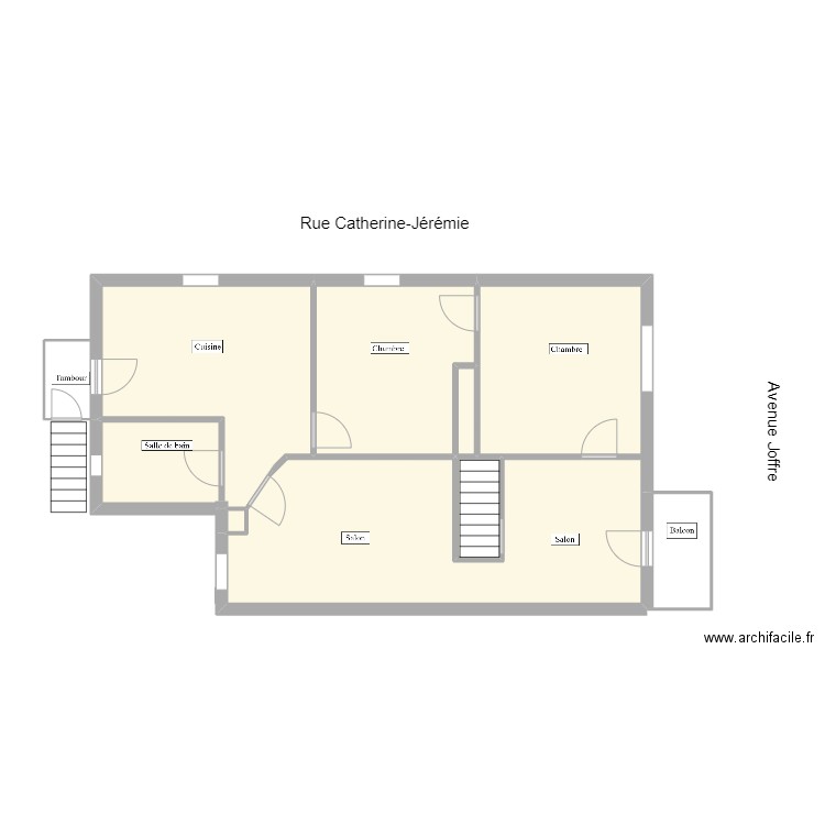 2e étage. Plan de 8 pièces et 82 m2