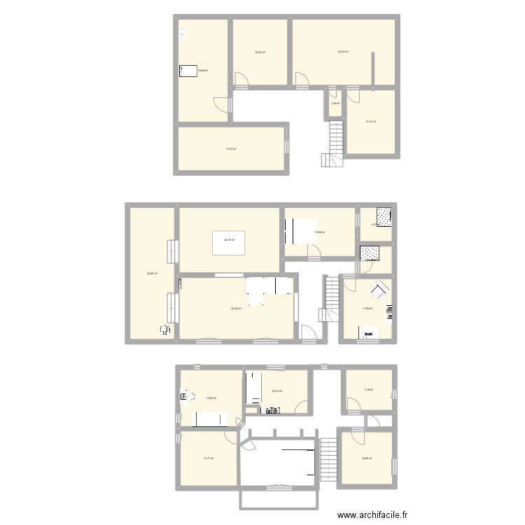 RDC. Plan de 18 pièces et 246 m2