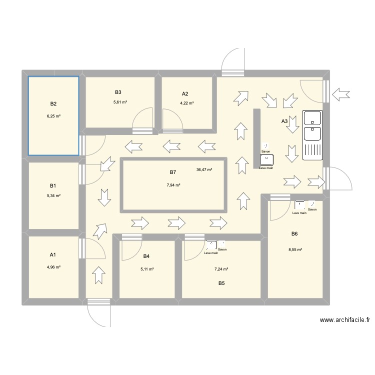 Plan de circulation plan 1. Plan de 10 pièces et 101 m2