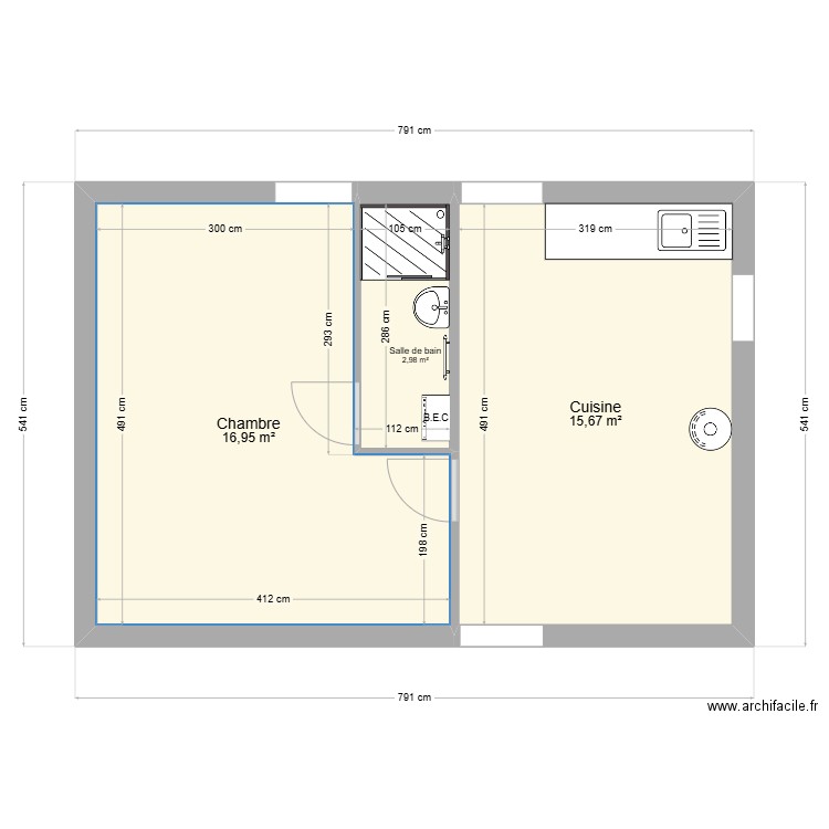 Makus. Plan de 3 pièces et 36 m2