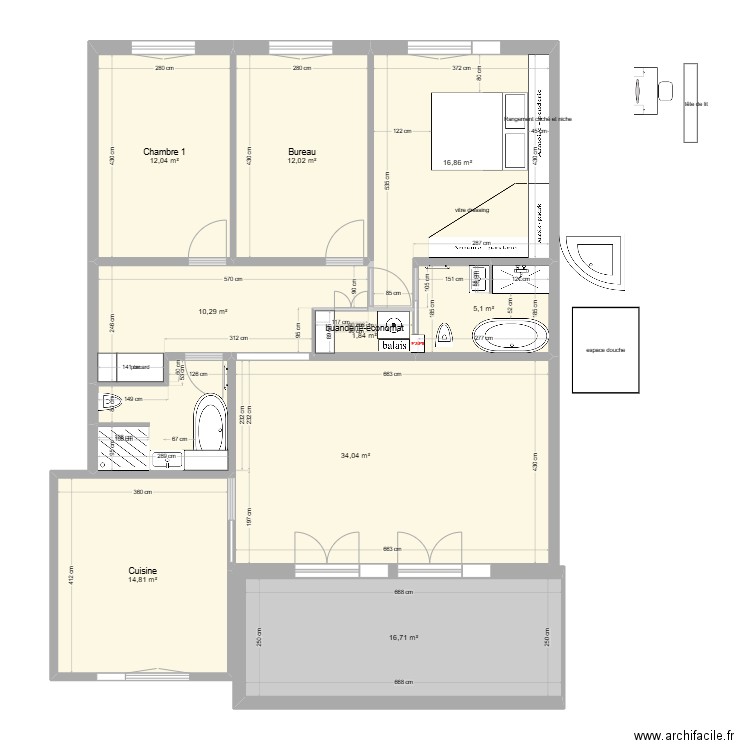 s.bain V2. Plan de 9 pièces et 124 m2