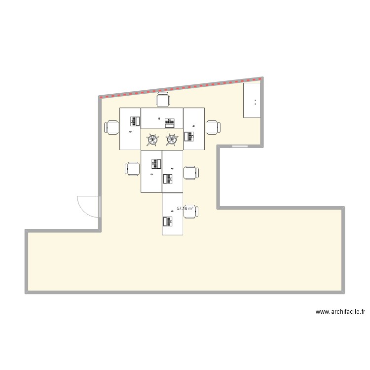 Plan 3D 1. Plan de 1 pièce et 57 m2