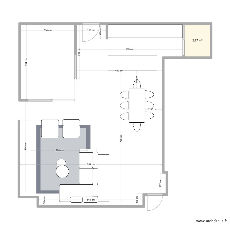 PLAN MARINE PDE LAYOUT OPTION 2. Plan de 1 pièce et 2 m2