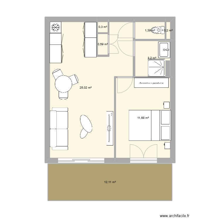 chalet. Plan de 8 pièces et 54 m2