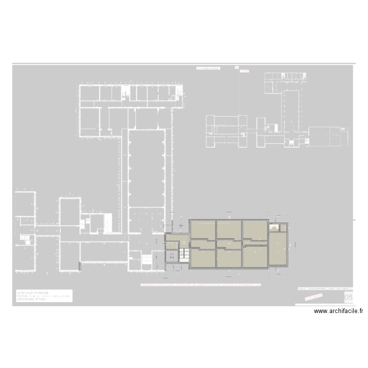 ISJP/Secondaire/Aile Droite/Etage 1. Plan de 14 pièces et 29 m2