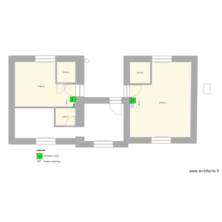 ST SEBASTIEN ENEDIS. Plan de 5 pièces et 55 m2