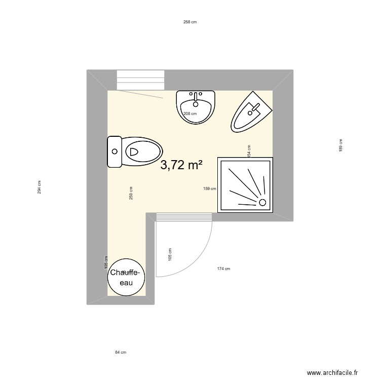 ALBERTINI Louise - Brando (Int). Plan de 1 pièce et 4 m2