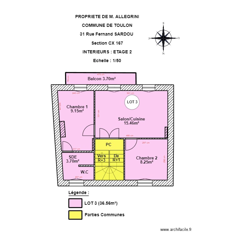 ALLEGRINI ETAGE 2 LOT 3. Plan de 8 pièces et 48 m2