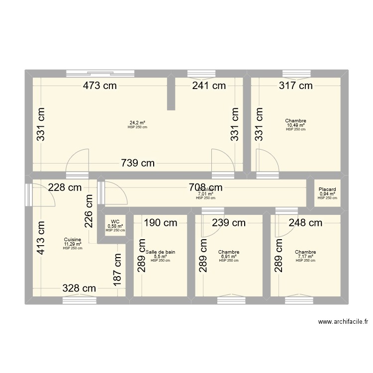 Maison Gotein. Plan de 9 pièces et 74 m2