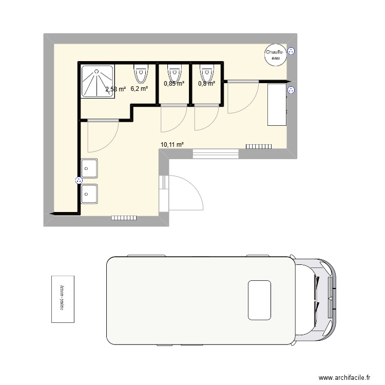 Aire c. Plan de 5 pièces et 21 m2