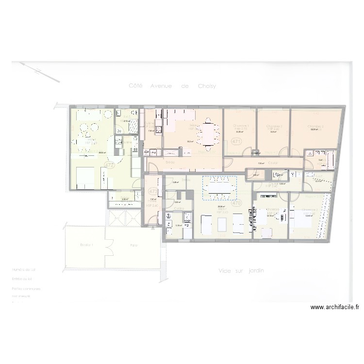 4AP- 3P. Plan de 23 pièces et 229 m2