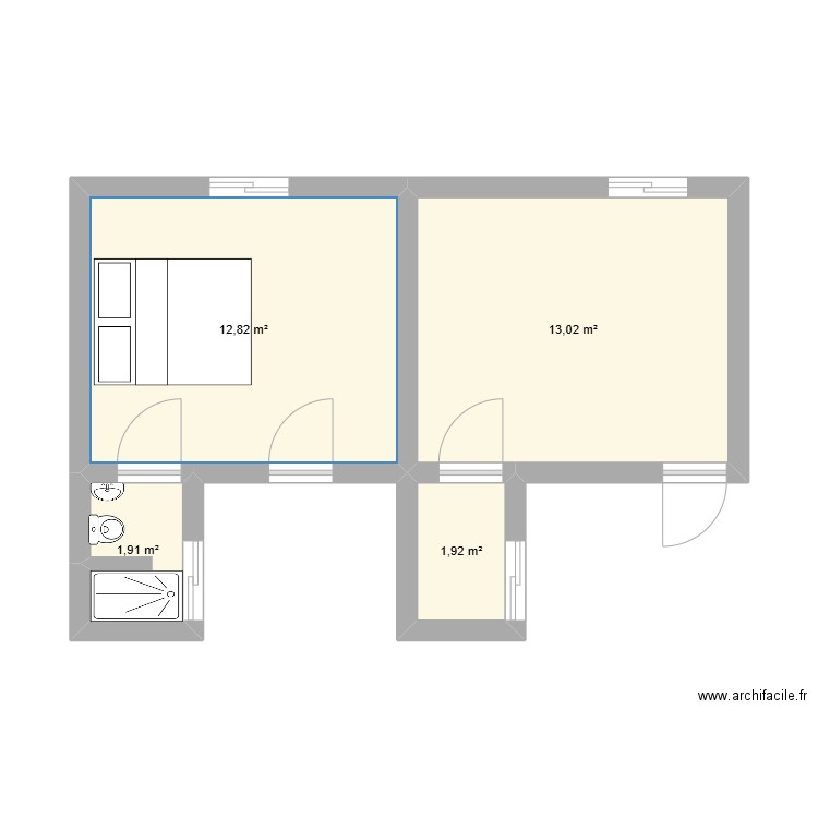 Motel Ornella et stéphane. Plan de 4 pièces et 30 m2