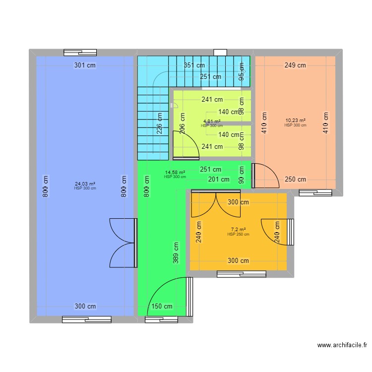 blade. Plan de 5 pièces et 61 m2