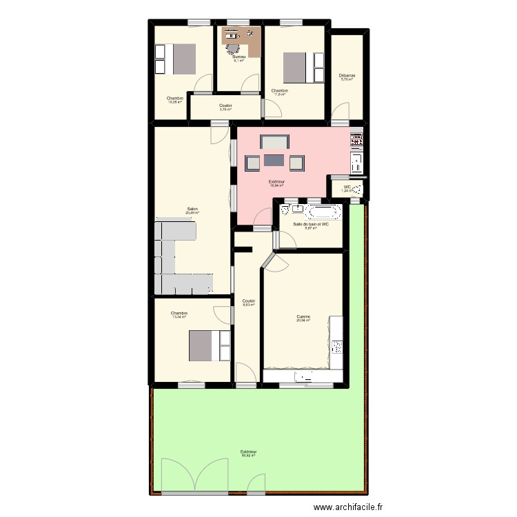 BALERDA st vic. Plan de 13 pièces et 184 m2