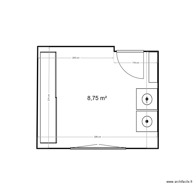 Houque lingerie. Plan de 1 pièce et 9 m2