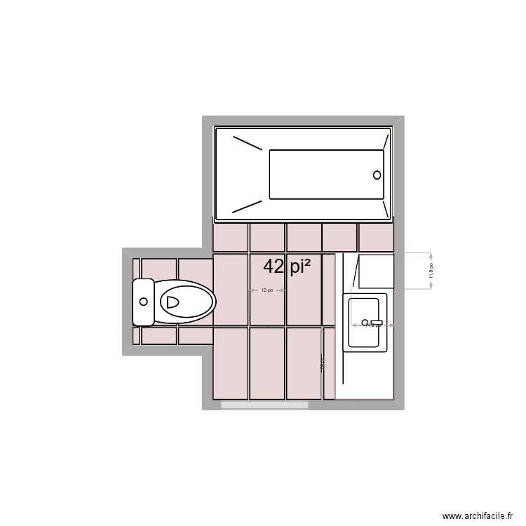 Salle de bain 2025. Plan de 1 pièce et 4 m2