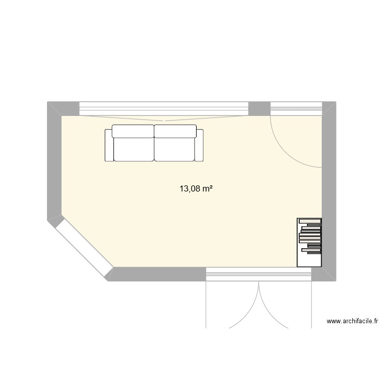 Salon. Plan de 1 pièce et 13 m2